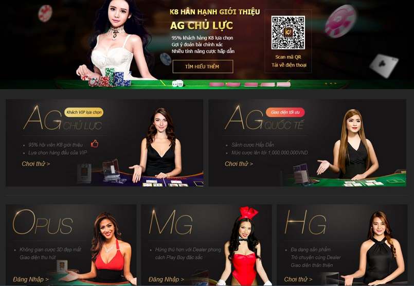 Nhà cái K8 cung cấp dịch vụ cá cược game bài